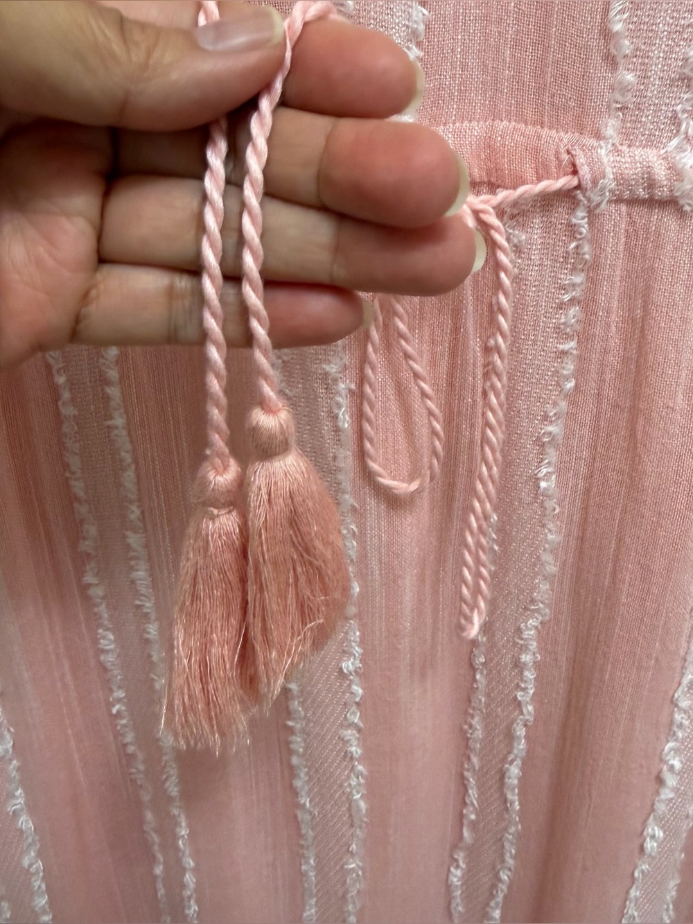 Tuckernuck Peachy Pampelonne Maxi Dress Ruffle Tassel Pink Size M - Picture 7 of 12